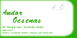 andor ocsenas business card